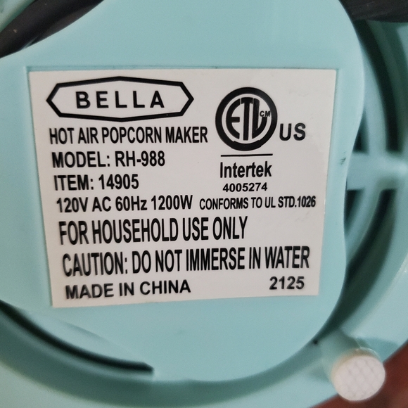 Bella popcorn maker Brand New No Box - Picture 8 of 8